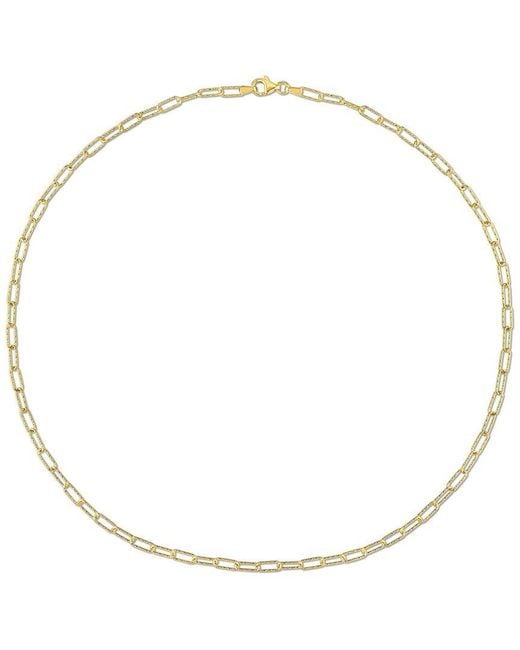Italian Silver Metallic 18K Over Fancy Paperclip Chain Necklace