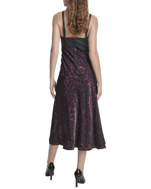 DKNY Purple Cheetah Midi Dress
