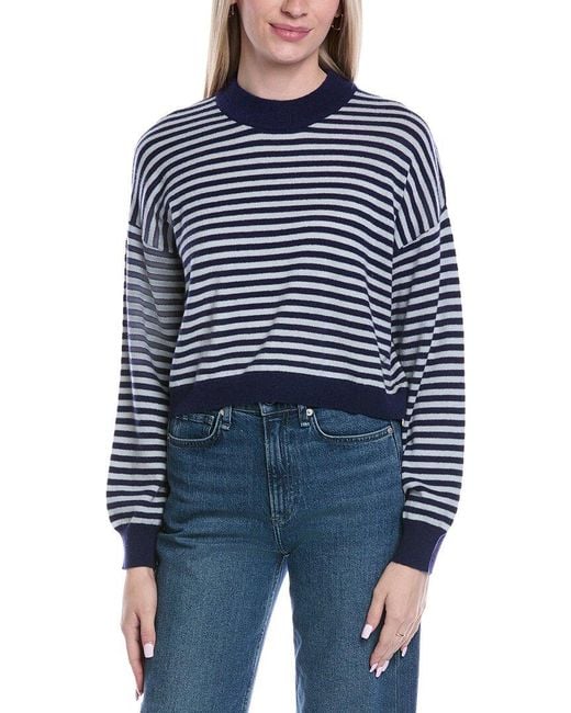 Brodie Cashmere Blue Stitchy Stripe Wool & Cashmere-Blend Sweater