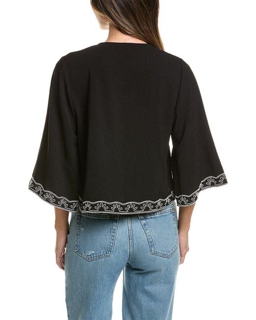 Adrianna Papell Black Airflow Woven Blouse
