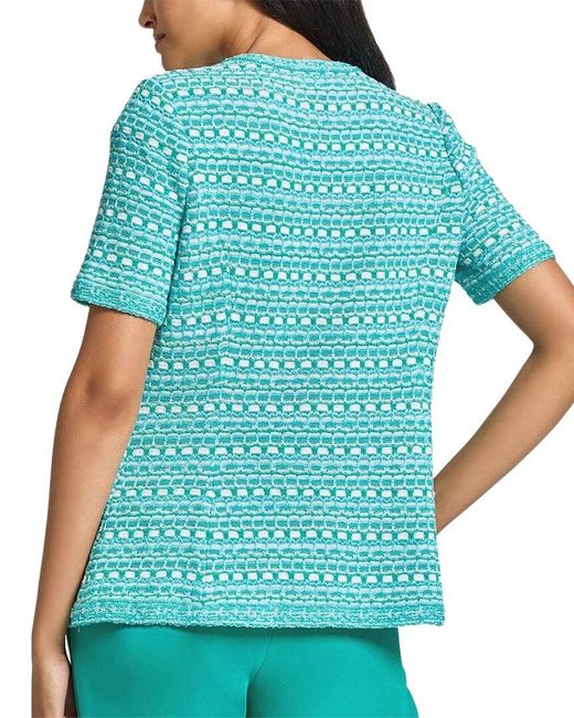Ming Wang Blue Tailored Fit Multi-stitch Knit Jacket