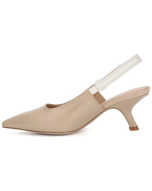 Tiffany & Fred Paris Natural Patent Slingback Kitten Heel Pump