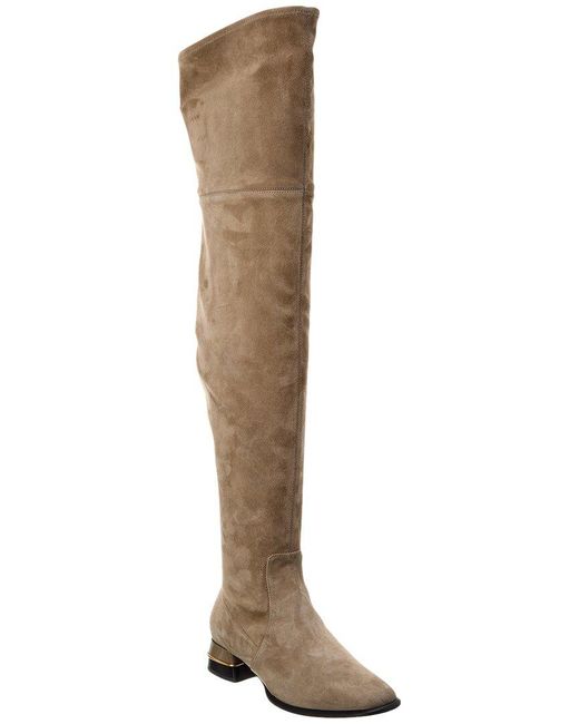 Tory Burch Brown Multi Logo Stretch Suede Over-the-knee Boot