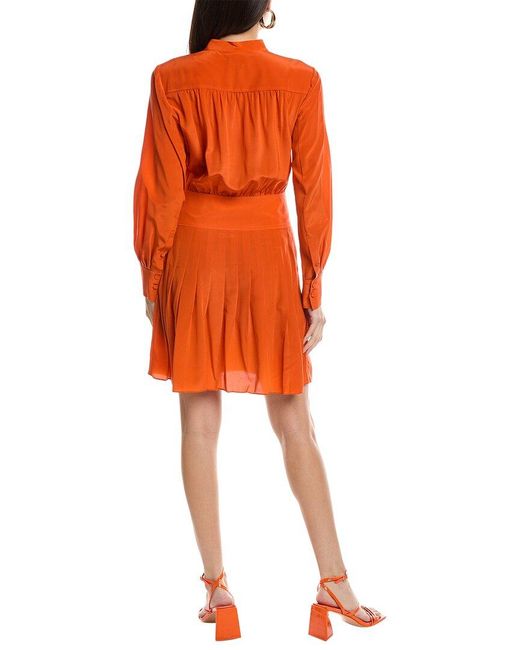 Jason Wu Orange Pleated Silk Shirtdress