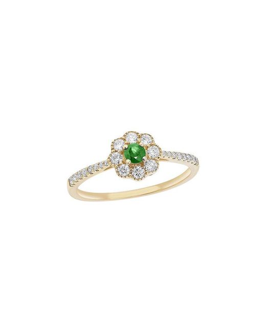 Diana M White Fine Jewelry 14K 0.52 Ct. Tw. Diamond & Emerald Half-Eternity Ring