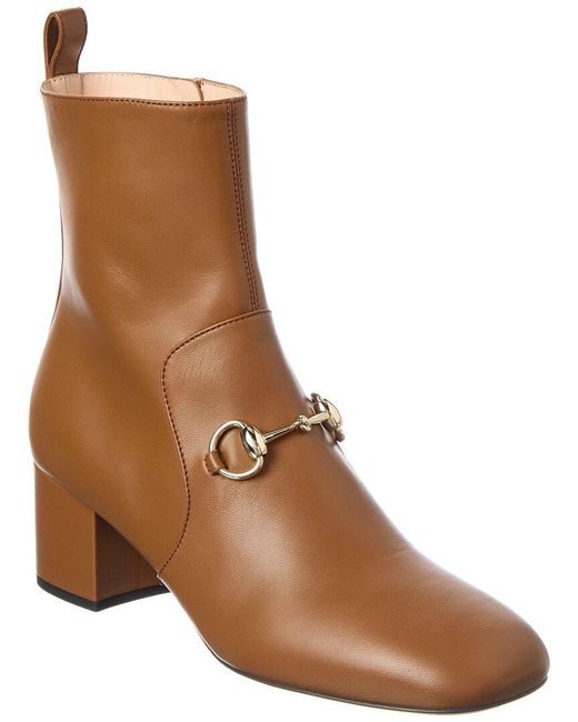 Gucci Brown Dnu Pack Horsebit Leather Ankle Bootie