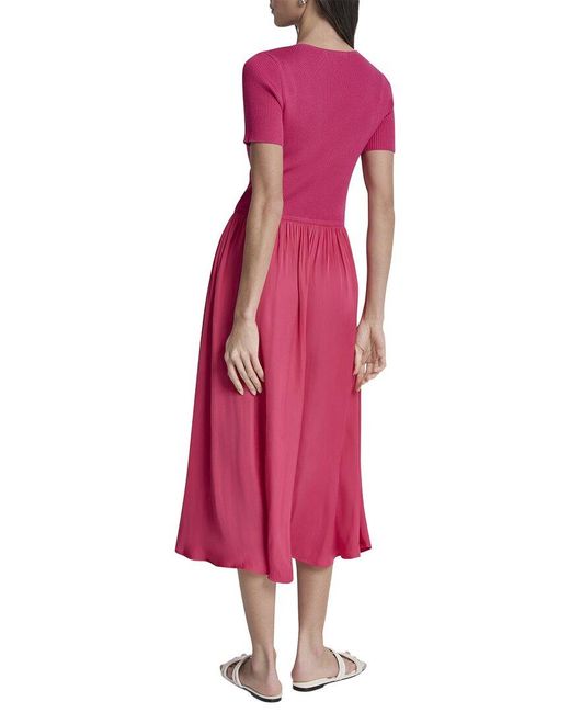 DKNY Pink Mix Media Spun Sweaterdress