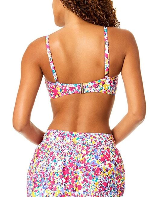 Anne Cole Purple Shirred Underwire Top