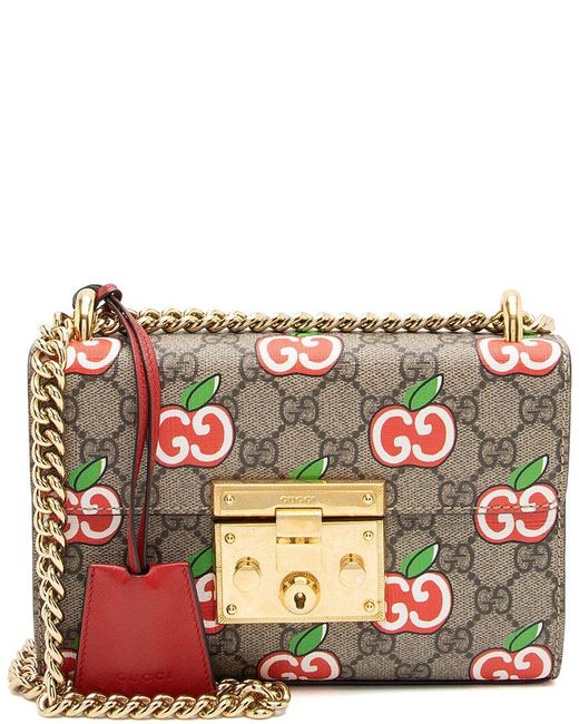 Gucci Multicolor Gg Supreme Canvas & Leather Apple Padlock Small Shoulder Bag (Authentic Pre-Owned)