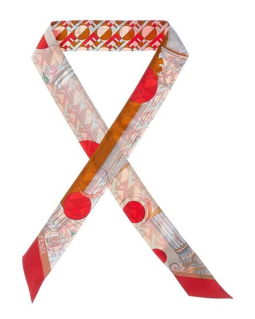 Fendi Red Wrappy Silk Scarf