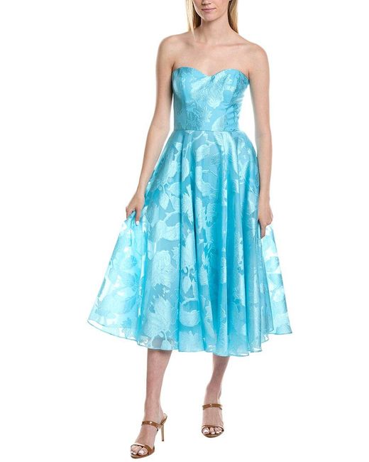 Rene Ruiz Blue Fil Coupe Midi Dress