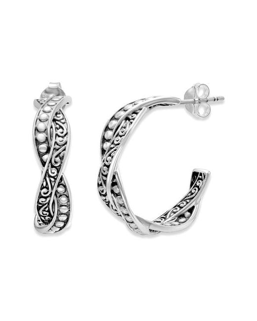 Samuel B. Metallic Silver Hoops