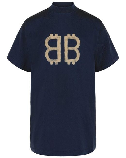 Balenciaga Blue Oversized T-Shirt for men