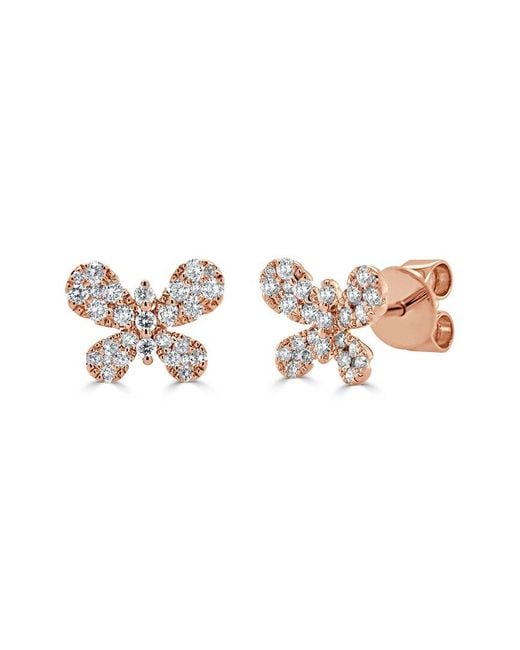 Sabrina Designs Multicolor 14K Rose 0.46 Ct. Tw. Diamond Butterfly Studs