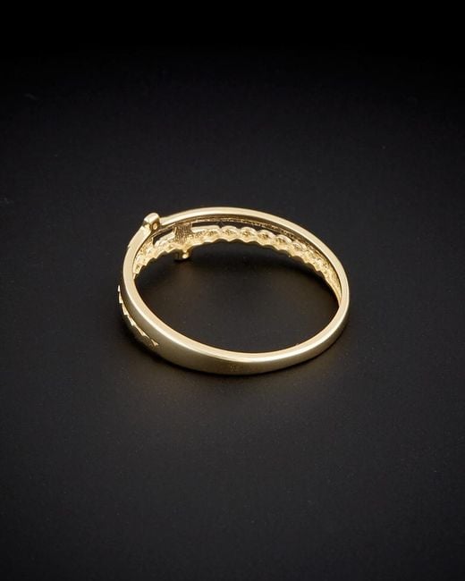 Italian Gold Black 14k Double Cross Ring
