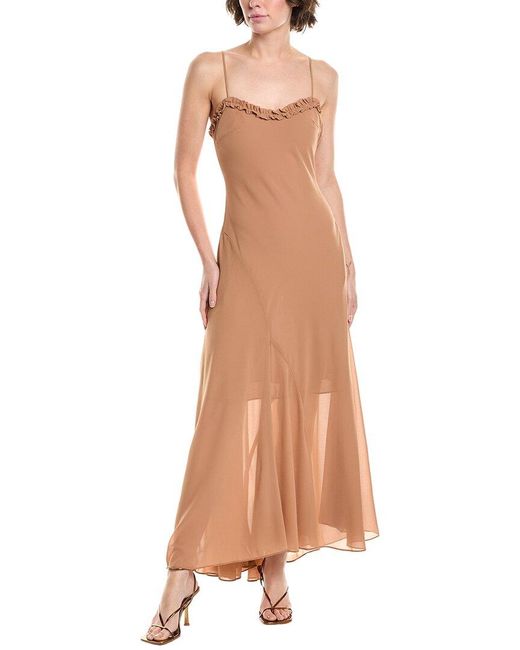 Bardot Natural Tatian Frill Trim Maxi Dress