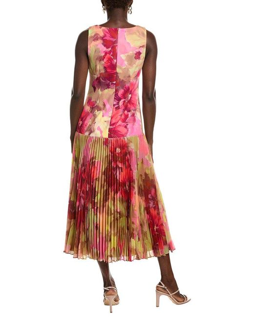 Badgley Mischka Red Drop Waist Pleated Cocktail Dress