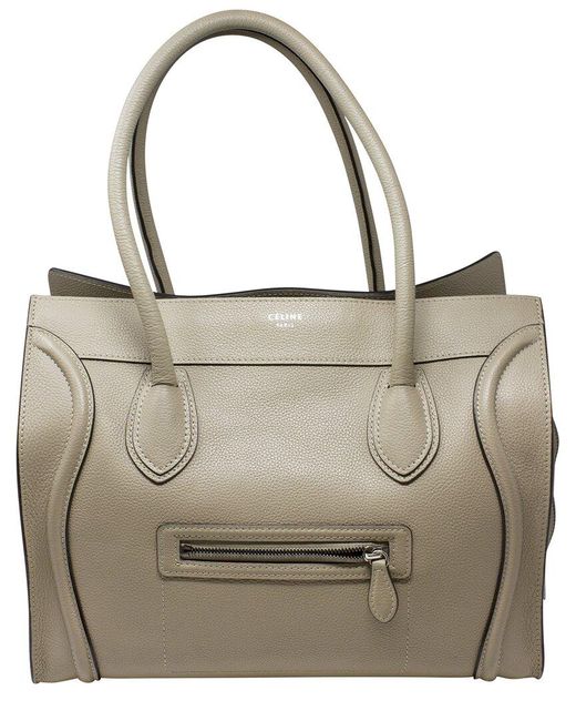Céline Gray Dune Grained Leather Tote (Authentic Pre-Owned)