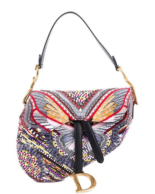 Dior Dior 2019 Multicolor Embellished Leather & Fabric Butterfly Saddle Bag  | Lyst UK