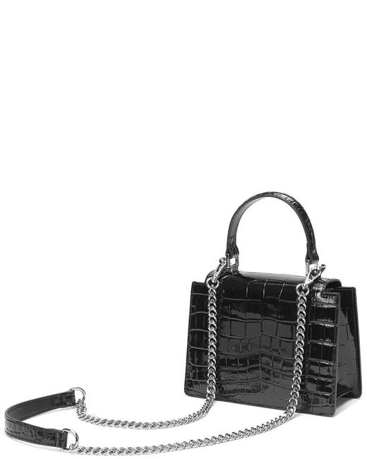 Tiffany & Fred Paris Black Croc-Embossed Patent Satchel
