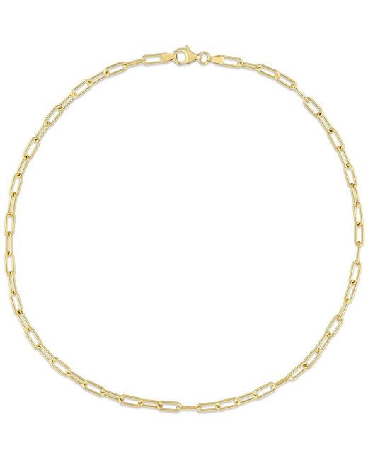 Italian Silver Metallic 18K Over Polished Paperclip Chain Necklace