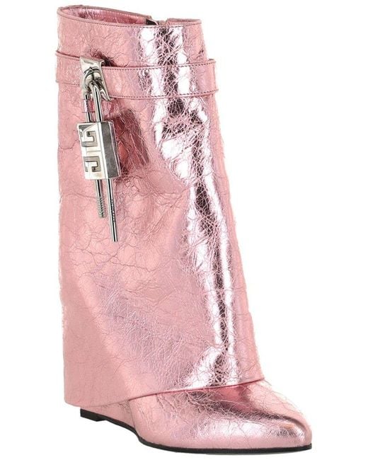 Givenchy Pink Shark Lock Leather Bootie