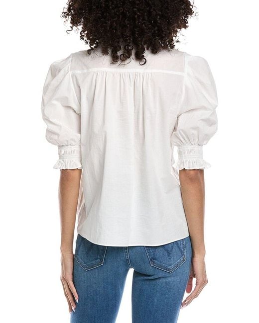 Ramy Brook White Corinne Long Sleeve Top