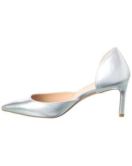 Stuart Weitzman White Mara 75 Dorsay Leather Pump