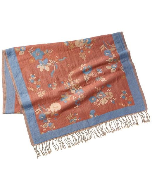 Saachi Orange Fiore Pastel Reversible Scarf