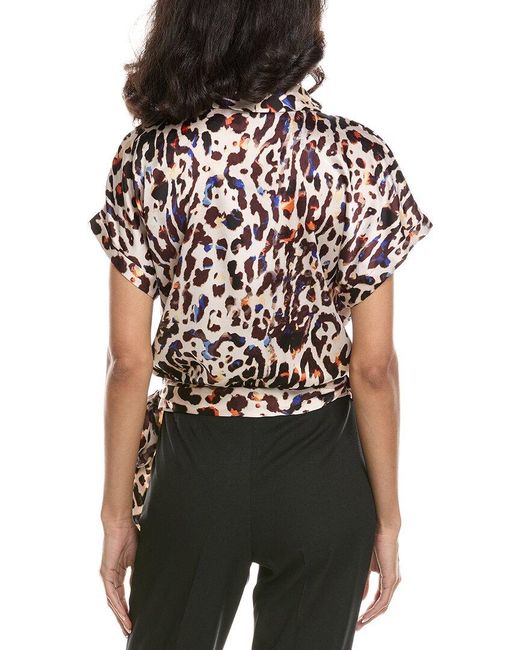 Tahari Black Tie-Waist Blouse