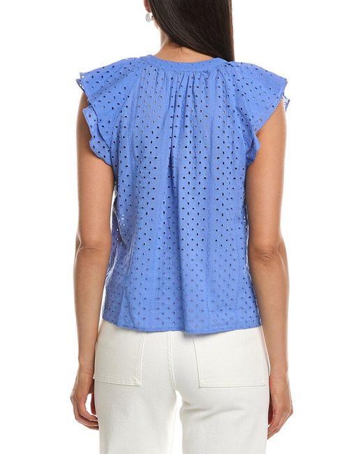 Nanette Lepore Blue Eyelet Blouse