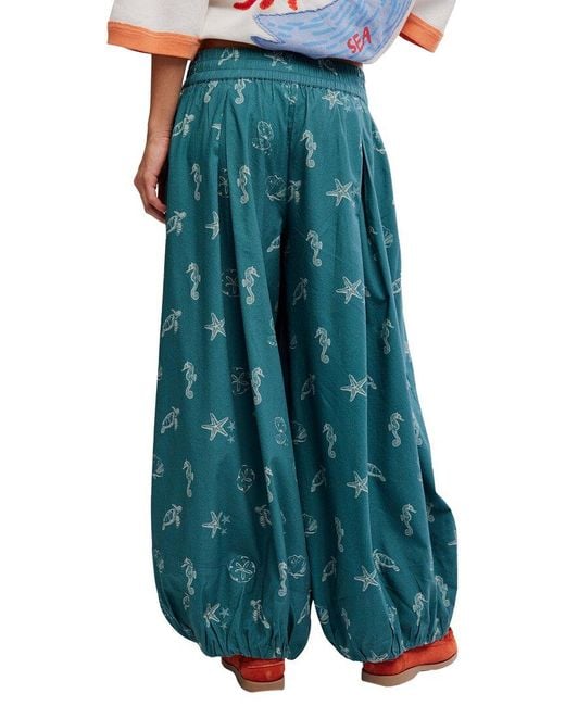 Free People Blue Moonflower Ballon Relaxed Fit Pant