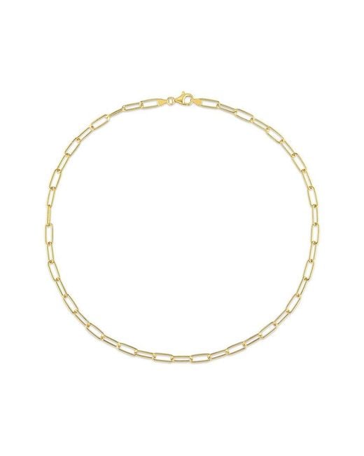 Italian Silver Metallic 18k Over Paperclip Chain Necklace
