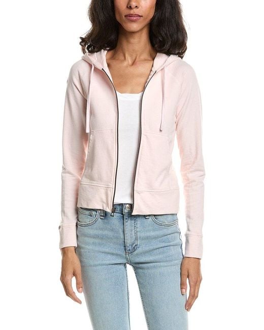 James Perse White French Terry Zip Hoodie