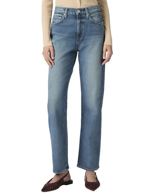 PAIGE Blue Sawyer High Rise Wide Straight Leg Jean