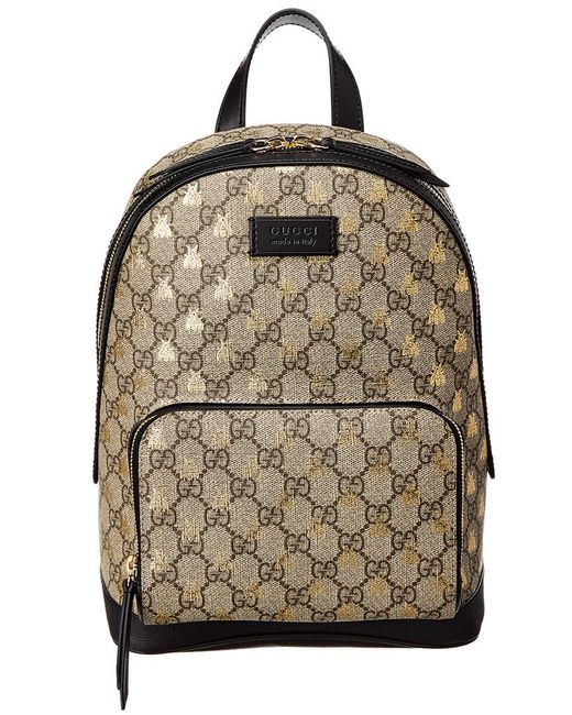 Gucci Brown Gg Supreme Bee-print Backpack