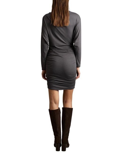 Reiss Black Ari Ruched Short Jersey Dress