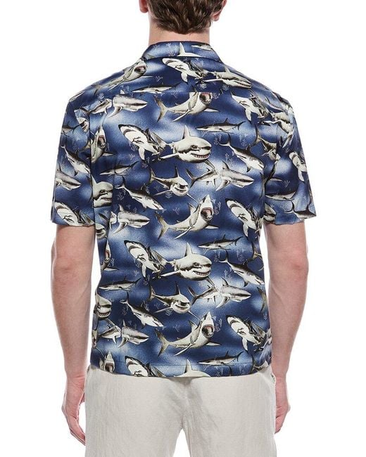 Palm Angels Blue Shark Print Shirt for men