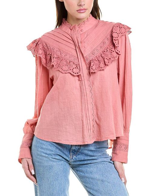 Free People Red Hit The Road Top