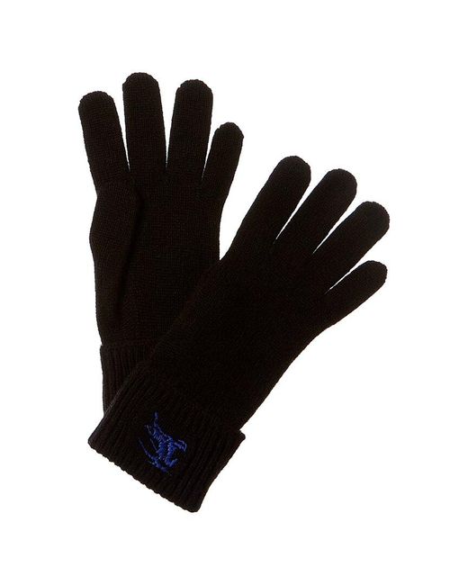 Burberry Black Embroidered Cashmere-blend Gloves