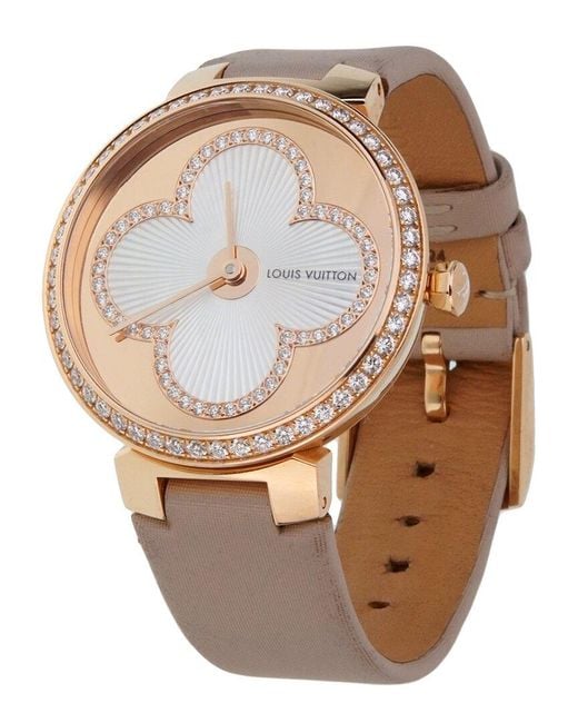 Louis Vuitton Natural 18K Rose 1.78 Ct. Tw. Diamond Tambour Blossom Watch (Authentic Pre-Owned)