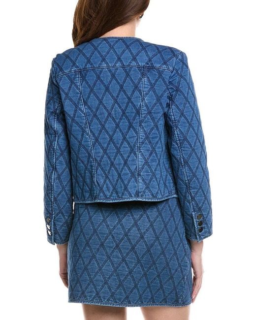 Kenneth Cole Blue Quilted Denim Jacket