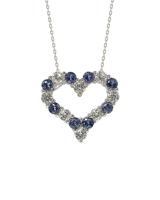 Suzy Levian Multicolor Silver .77 Ct. Tw. Diamond & Sapphire Heart Necklace