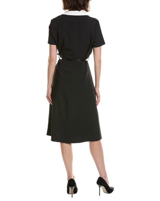 Pascale La Mode Black Contrast Collar A-Line Dress