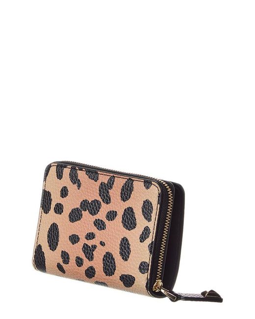 Marc Jacobs Black Cheetah Bold Slg Mini Leather Compact Wallet