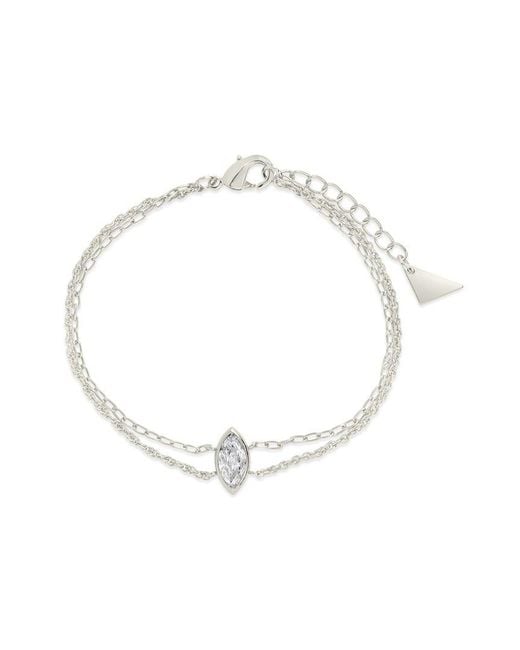 Sterling Forever White Cz Karlie Layered Chain Bracelet