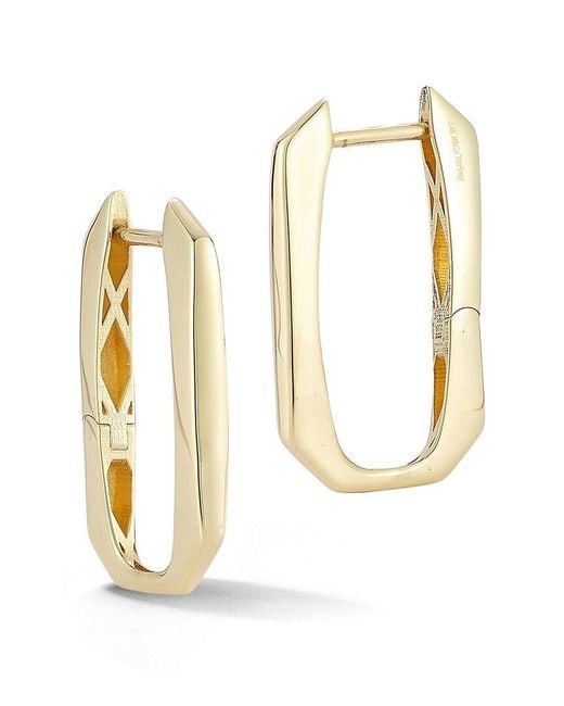 Ember Fine Jewelry Metallic 14K Elongated Octagon Hoop Earrings
