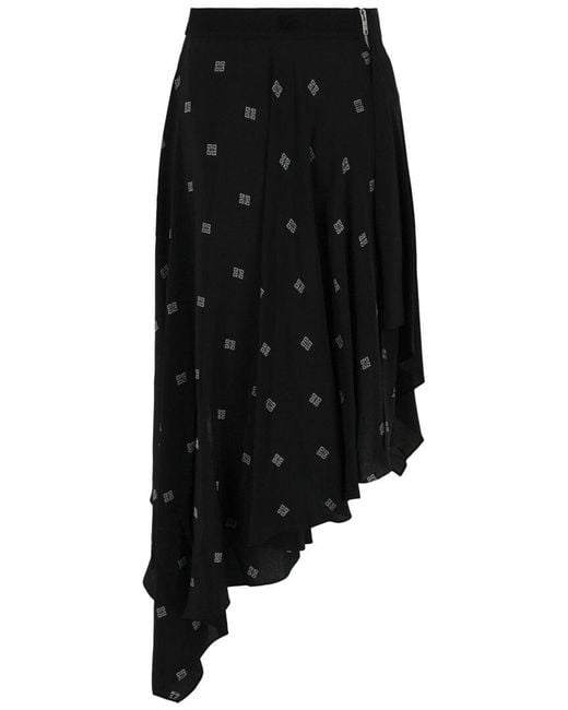 Givenchy Black 4G Asymmetrical Skirt