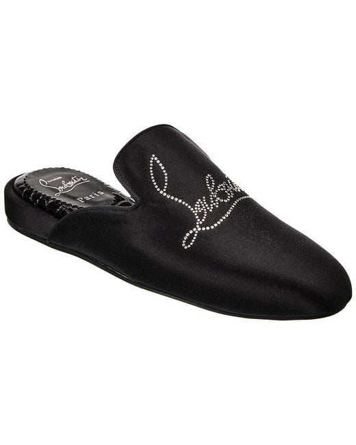 Christian Louboutin Black Coolito Strass Donna Satin Mule