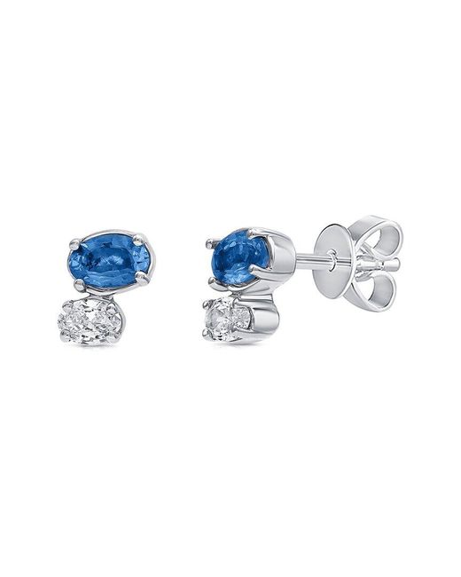 Sabrina Designs Blue 14K 0.94 Ct. Tw. Diamond & Sapphire 2-Stone Stud Earrings